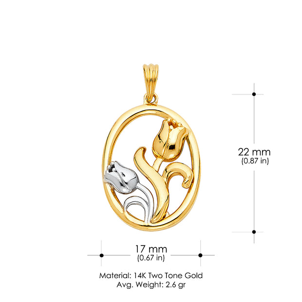 14K Gold Rose Charm Pendant