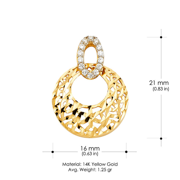 14K Gold CZ Charm Pendant