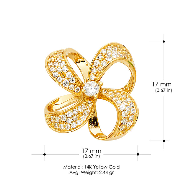 14K Gold CZ Charm Pendant