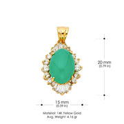 14K Gold CZ with Jade Charm Pendant