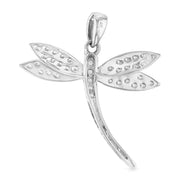 14K Gold CZ Dragonfly Charm Pendant