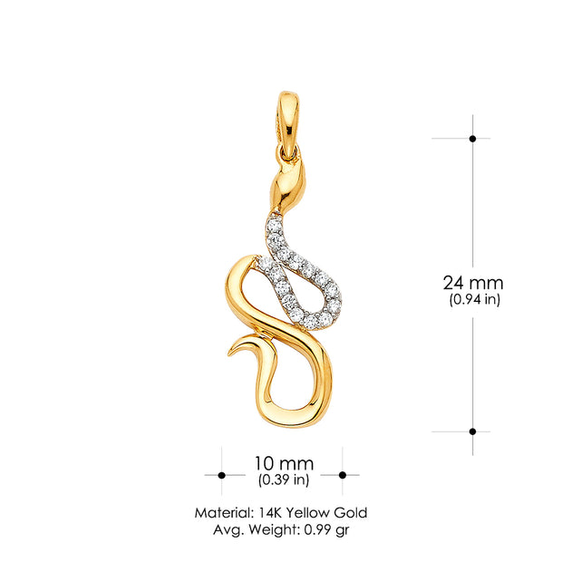 14K Gold CZ Charm Pendant