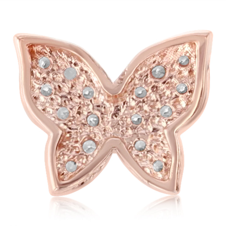 14K Gold CZ Butterfly Charm Pendant