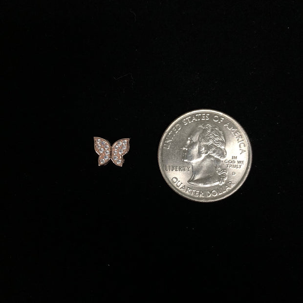 14K Gold CZ Butterfly Charm Pendant