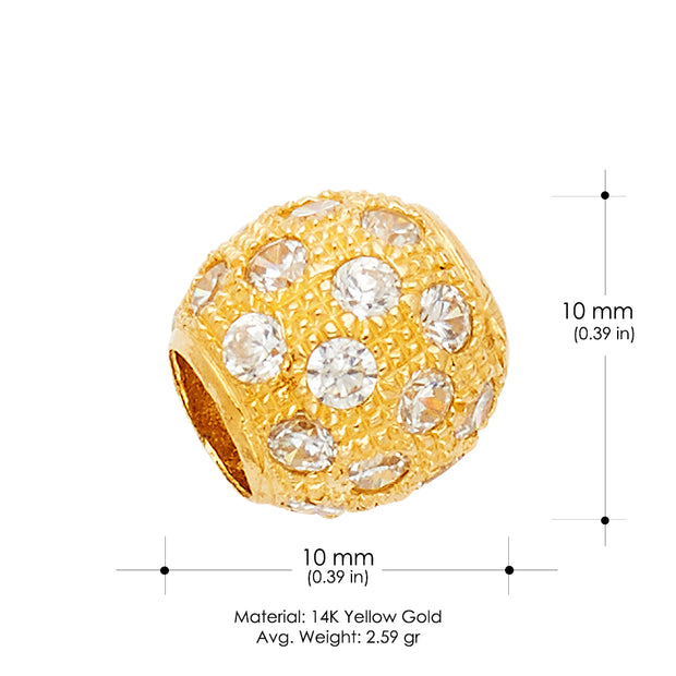 14K Gold CZ Sphere Charm Pendant