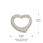 14K Gold CZ Heart Charm Pendant