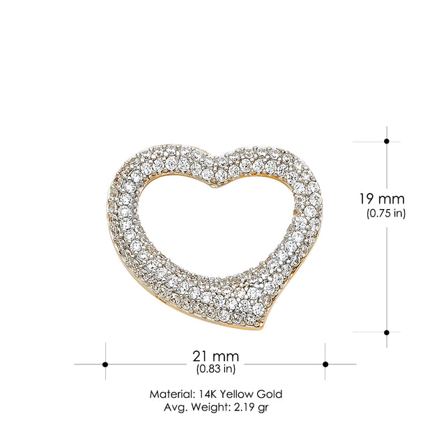 14K Gold CZ Heart Charm Pendant