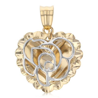 Heart with Flower Pendant Pendant for Necklace or Chain
