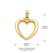 14K Gold Heart Charm Pendant