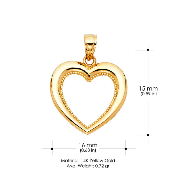 14K Gold Heart Charm Pendant
