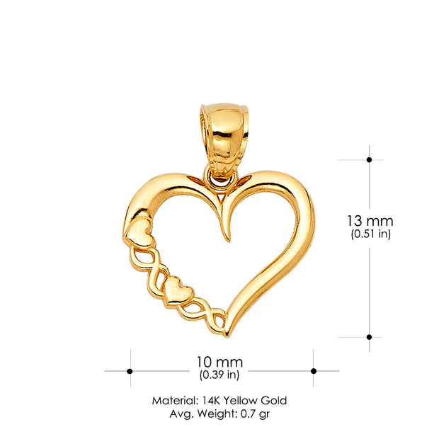 14K Gold Heart Charm Pendant