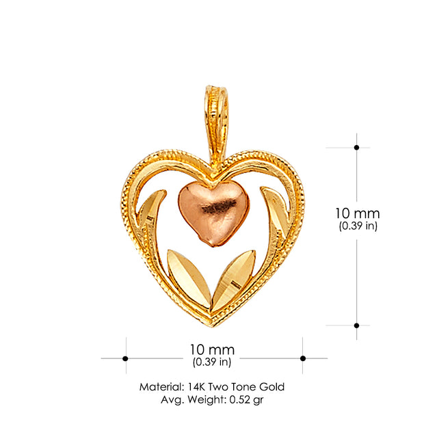 14K Gold Heart Charm Pendant