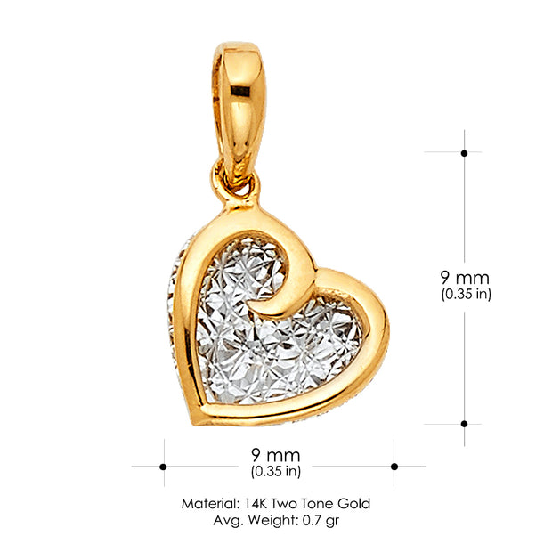 14K Gold Heart Charm Pendant