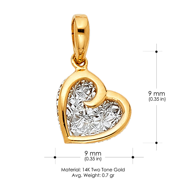 14K Gold Heart Charm Pendant