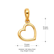 14K Gold Heart Charm Pendant