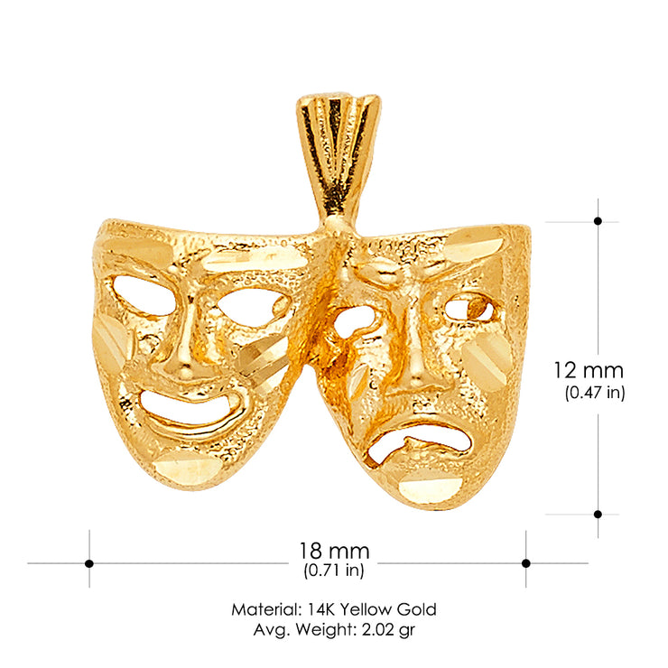 14K Gold Performing Arts Mask Charm Pendant