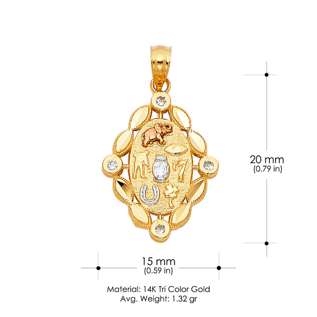 14K Gold Lucky Charm Pendant