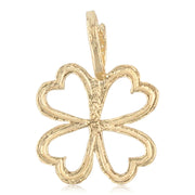 14K Gold Heart Clover Charm Pendant