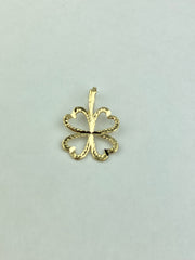 14K yellow gold Heart Clover Charm Pendant