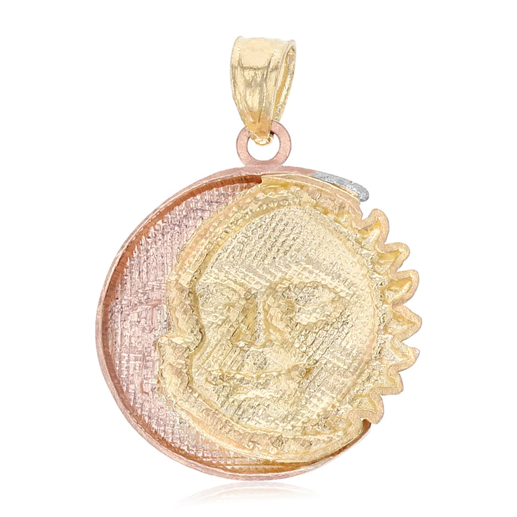 14K Gold Moon & Sun Charm Pendant