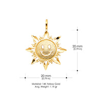 14K Gold Sun Charm Pendant
