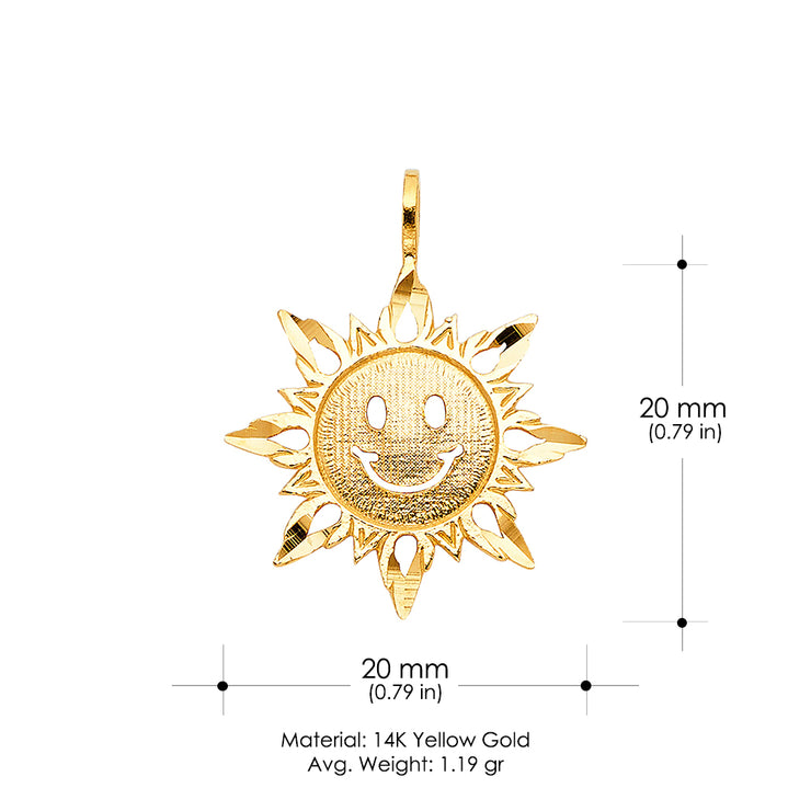 14K Gold Sun Charm Pendant