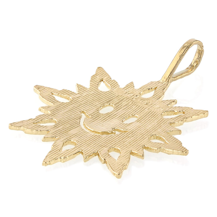 14K Gold Sun Charm Pendant
