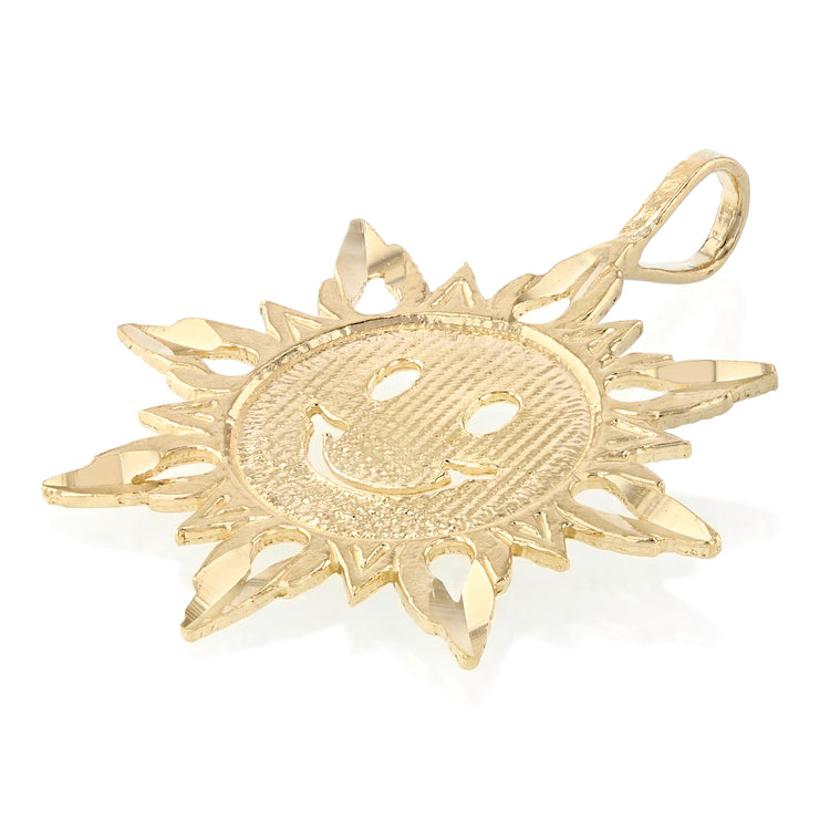 14K Gold Sun Charm Pendant