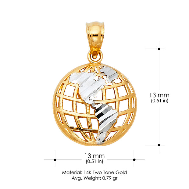 14K Golden Globe Charm Pendant