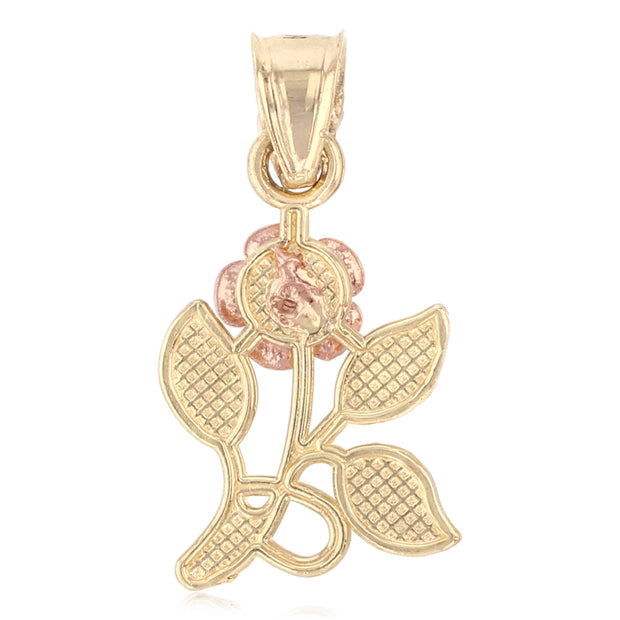 14K Gold Rose Charm Pendant