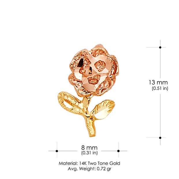 14K Gold Rose Charm Pendant