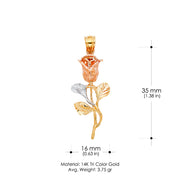 14K Gold Rose Charm Pendant