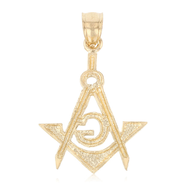 14K Gold Freemason Masonic Charm Pendant