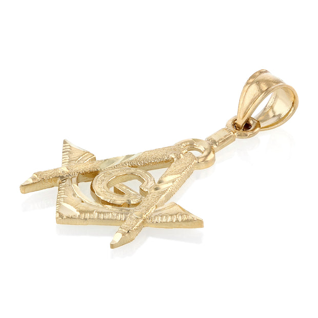 14K Gold Freemason Masonic Charm Pendant