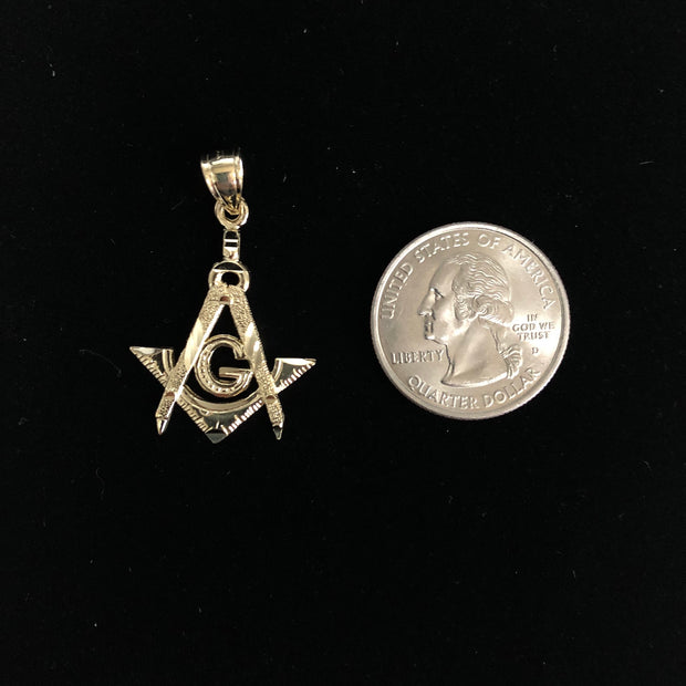 14K Gold Freemason Masonic Charm Pendant