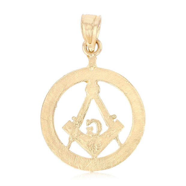 14K Gold Freemason Masonic Charm Pendant