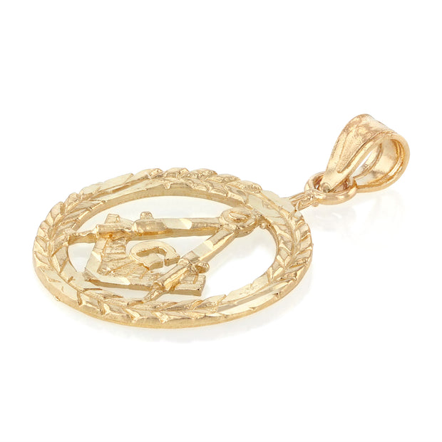 14K Gold Freemason Masonic Charm Pendant