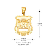 14K Gold Police Charm Pendant
