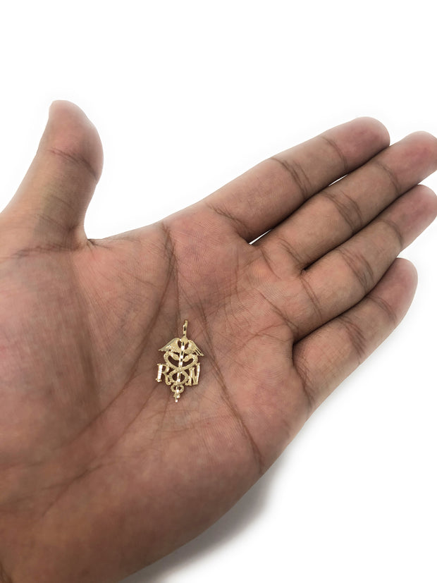 14K Gold Symbol of Medical SERVICE RN Registered Nurse Charm Pendant