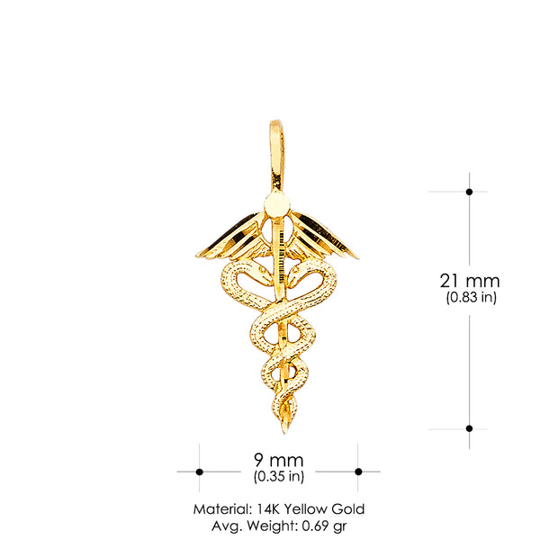 14K Gold Symbol of Medical SERVICE Charm Pendant