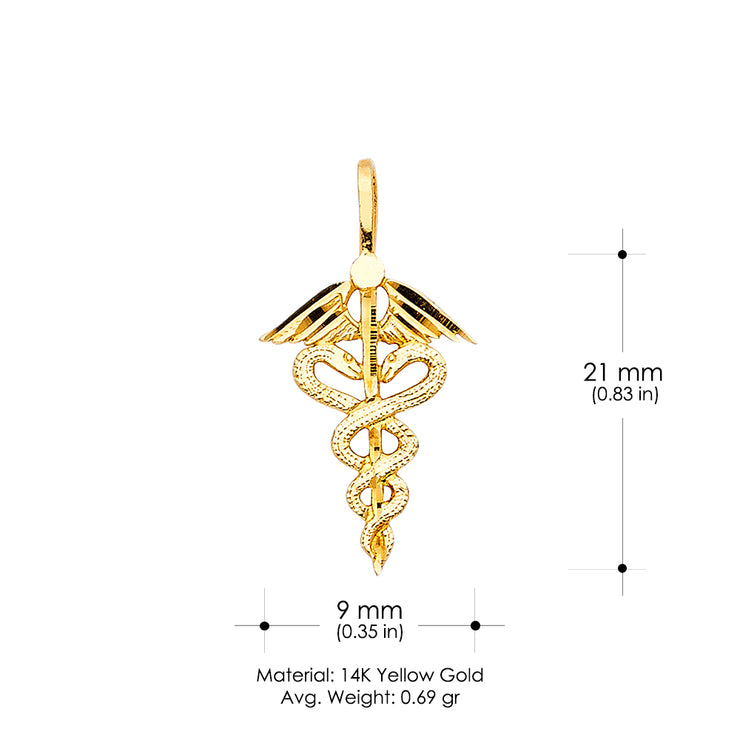 14K Gold Symbol of Medical SERVICE Charm Pendant