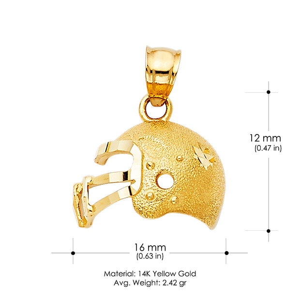 14K Gold Football HelmetCharm Pendant