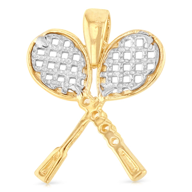 14K Gold Tennis Racket Charm Pendant