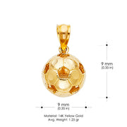 14K Gold Soccer Ball Charm Pendant