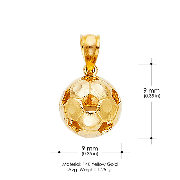 14K Gold Soccer Ball Charm Pendant