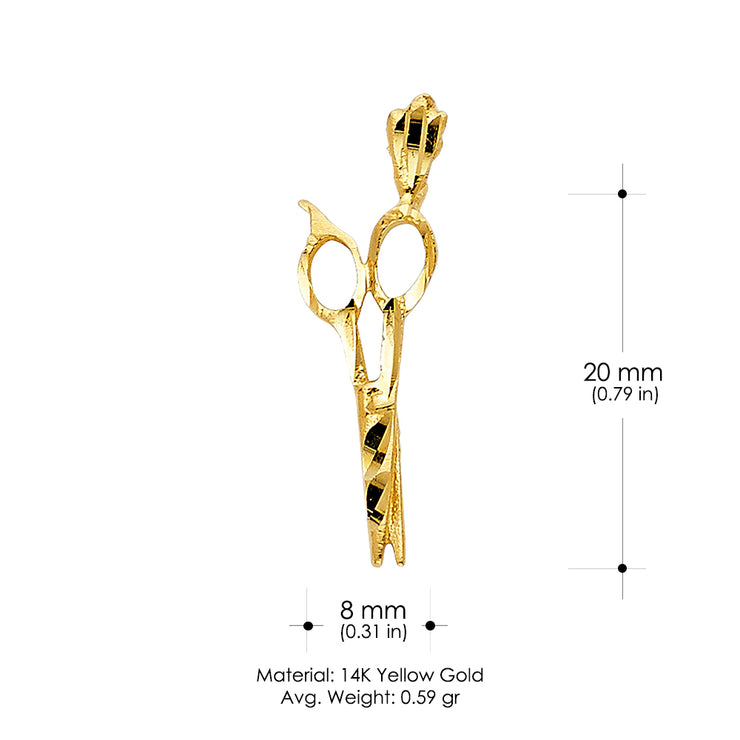 14K Gold Scissors Charm Pendant