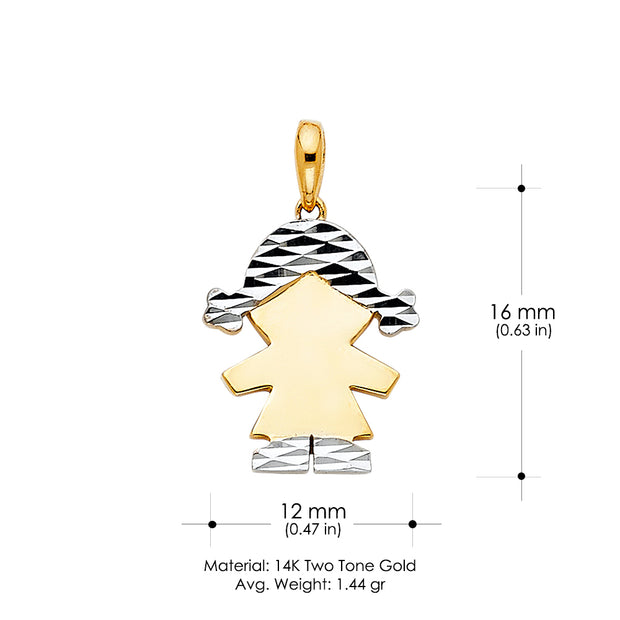 14K Gold Girl Charm Pendant
