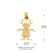 14K Gold Girl Charm Pendant