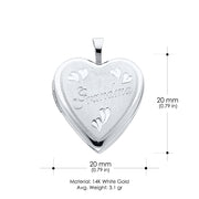 14K Gold Heart Locket Charm Pendant