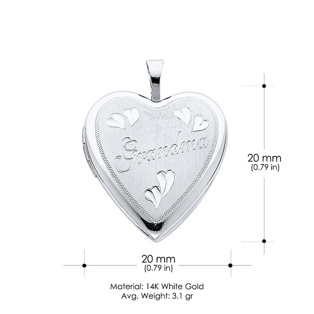 14K Gold Heart Locket Charm Pendant